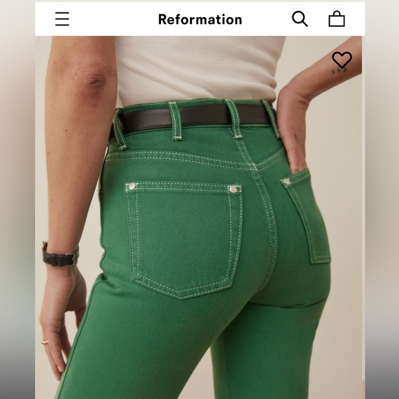 Reformation - Grass - Cowboy High Rise Straight Leg Jeans - sz 27 - Picture 3 of 6